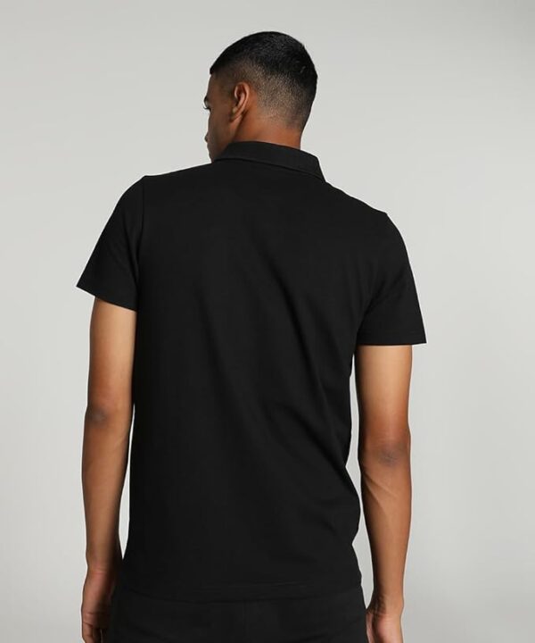 Men Solid Round Neck Cotton Blend Black T-Shirt - Image 3